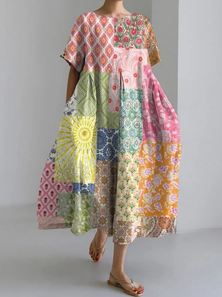 2024 New Women's Round Neck Long Casual Dress Summer Large Size Fresh Fish Print Dress Street Vacation Short-sleeved Dress 
2024 New Women's Round Neck Long Casual Dress Summer Large Size Fresh Fish Print Dress Street Vacation Short-sleeved Dress