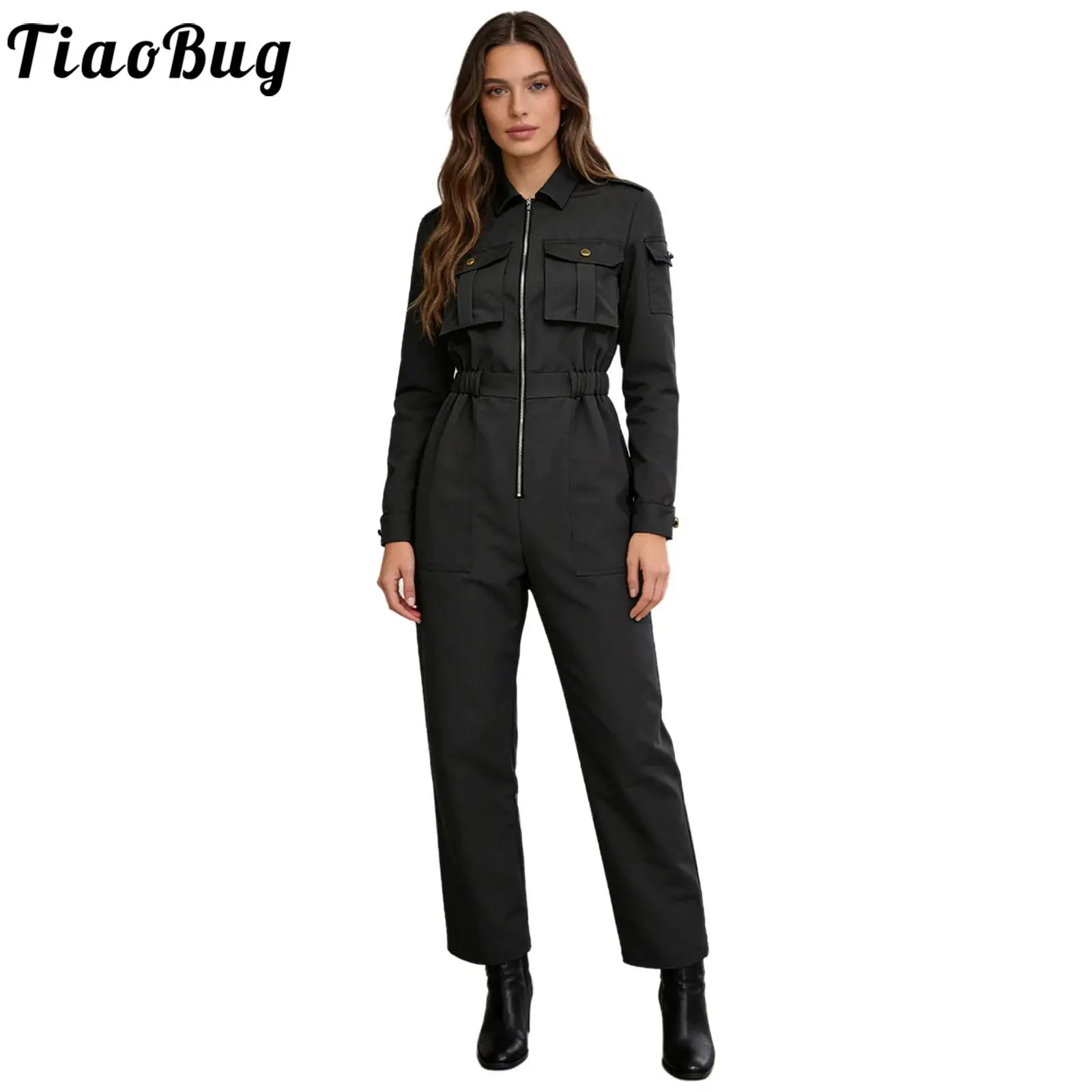 Fashion Women Basic Multi-pocket Coveralls Cargo Jumpsuit Long Sleeve Front Zipper Wide Leg Pants Rompers Cargo Style Streetwear
Fashion Women Basic Multi-pocket Coveralls Cargo Jumpsuit Long Sleeve Front Zipper Wide Leg Pants Rompers Cargo Style Streetwear