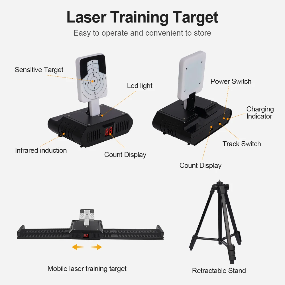 Dry-fire laser trainer & moving target: compatible 7.62x39/.308 Win, instant knockdown, Type-C, retractable stand.
Dry-fire laser trainer & moving target: compatible 7.62x39/.308 Win, instant knockdown, Type-C, retractable stand.