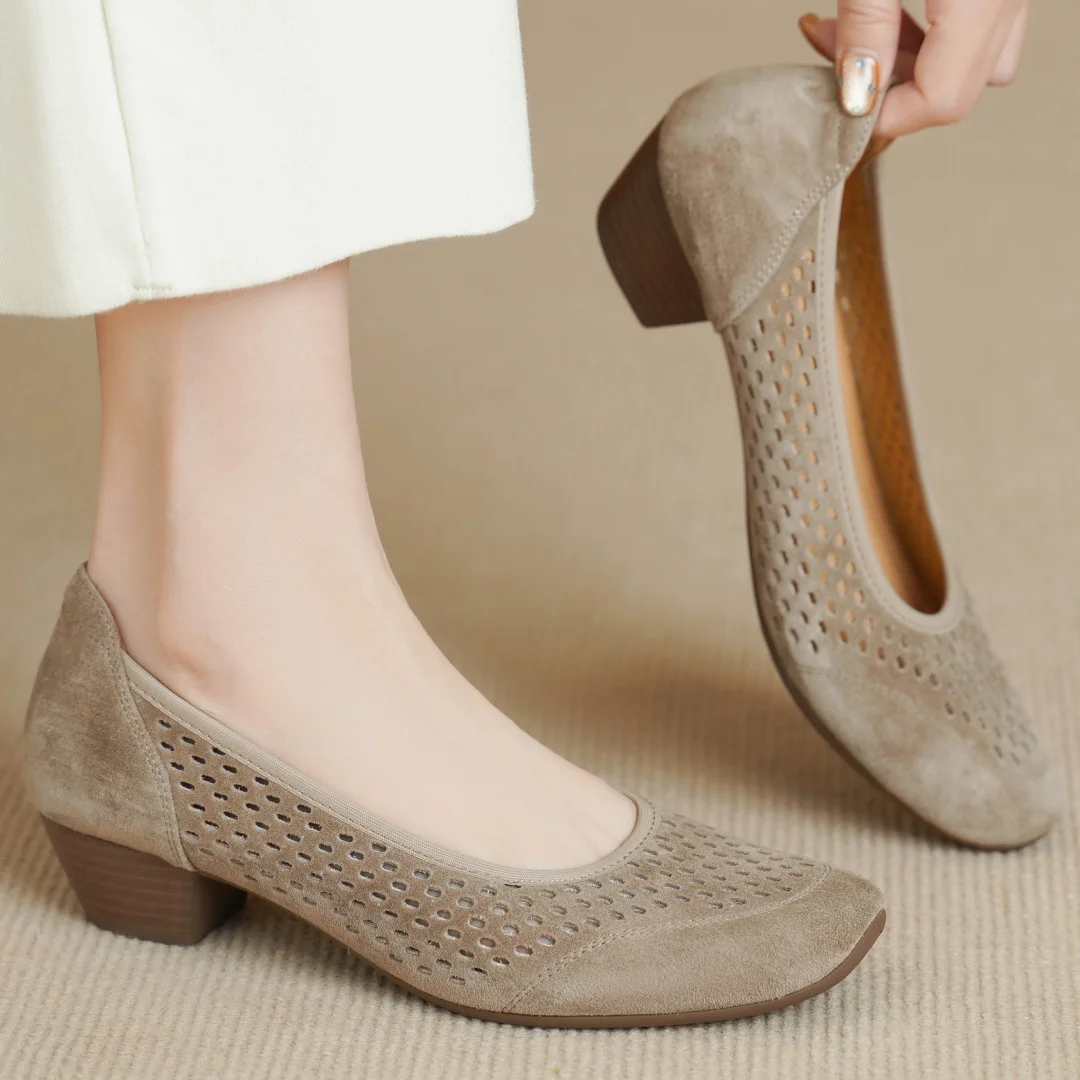 danxuefei women's natural suede leather square toe slip-on pumps 4cm thick med heel hollow-out spring OL style heels shoes woman
danxuefei women's natural suede leather square toe slip-on pumps 4cm thick med heel hollow-out spring OL style heels shoes woman