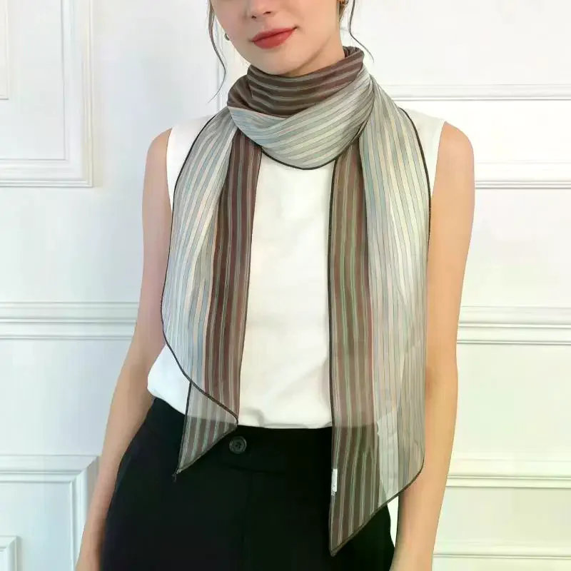 Women's Vintage Striped Silk Scarf – Double Sided Print Lightweight Neck Scarf for Office & Daily Wear, Elegant Hair Wrap
Women's Vintage Striped Silk Scarf – Double Sided Print Lightweight Neck Scarf for Office & Daily Wear, Elegant Hair Wrap