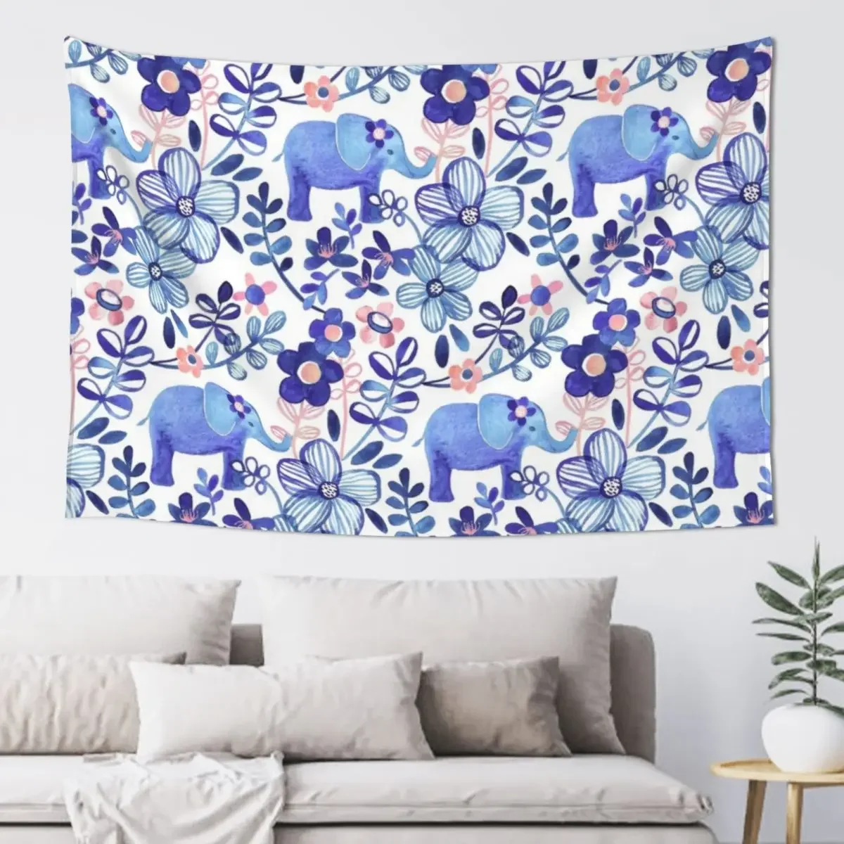 Pale Coral, White and Purple Elephant and Floral Watercolor Pattern Tapestry Home Supplies Funny Tapestry
Pale Coral, White and Purple Elephant and Floral Watercolor Pattern Tapestry Home Supplies Funny Tapestry