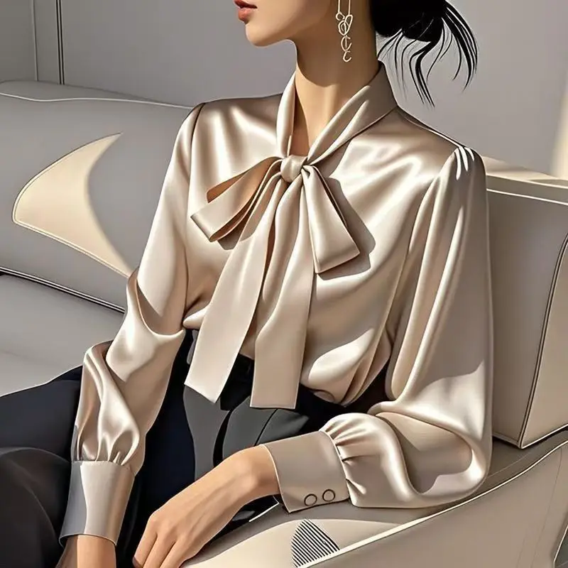 Solid Color Acetate Satin Bow Bow Neck Shirt Women Blouse Long Sleeve Casual Office Lady Blusas Mujer De Moda Fashion Blouse Top
Solid Color Acetate Satin Bow Bow Neck Shirt Women Blouse Long Sleeve Casual Office Lady Blusas Mujer De Moda Fashion Blouse Top