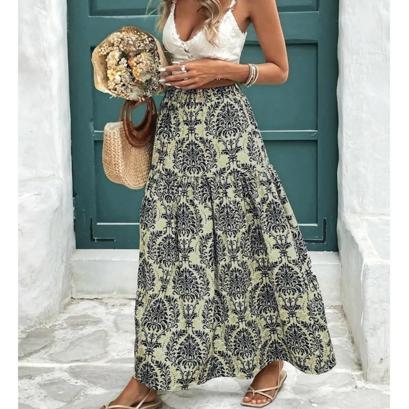 Summer Fall New Women's Skirt Elastic Waist Loose Bohemian Ethnic Vacation Floral Printed Midi Casual Skirts For Women Vacations
Summer Fall New Women's Skirt Elastic Waist Loose Bohemian Ethnic Vacation Floral Printed Midi Casual Skirts For Women Vacations