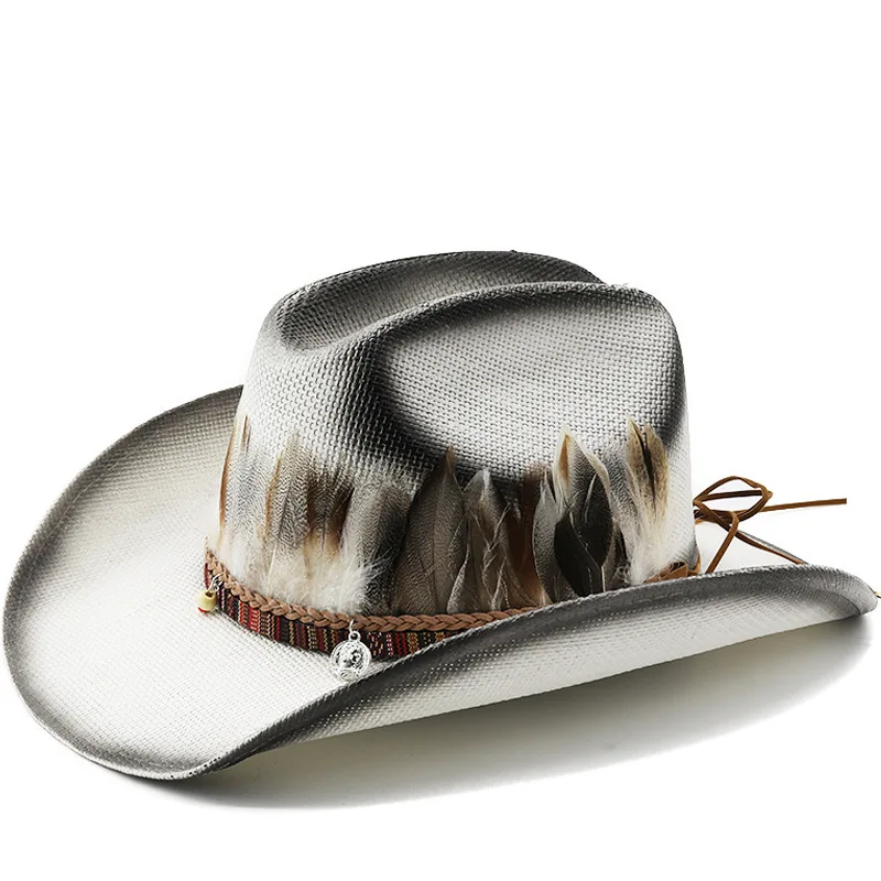 Natural Feather Decoration For Women And Men, Summer With Rolled Brim, Western Denim Straw Hat, Sun Hat
Natural Feather Decoration For Women And Men, Summer With Rolled Brim, Western Denim Straw Hat, Sun Hat