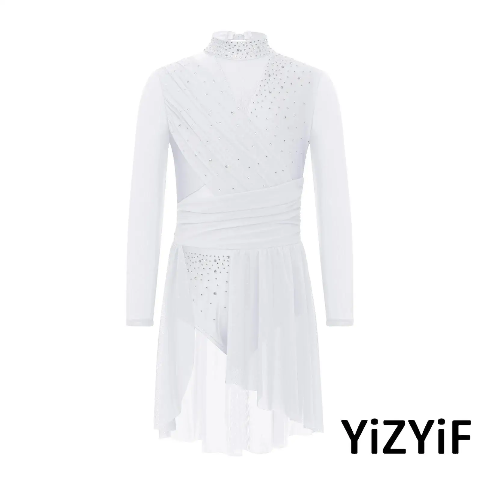 Kids Girls Ballet Dance Dress Mock Neck Long Sleeve Cutout Back Side Split Jazz Dance Costume Sheer Mesh Figure Skating Dress
Kids Girls Ballet Dance Dress Mock Neck Long Sleeve Cutout Back Side Split Jazz Dance Costume Sheer Mesh Figure Skating Dress