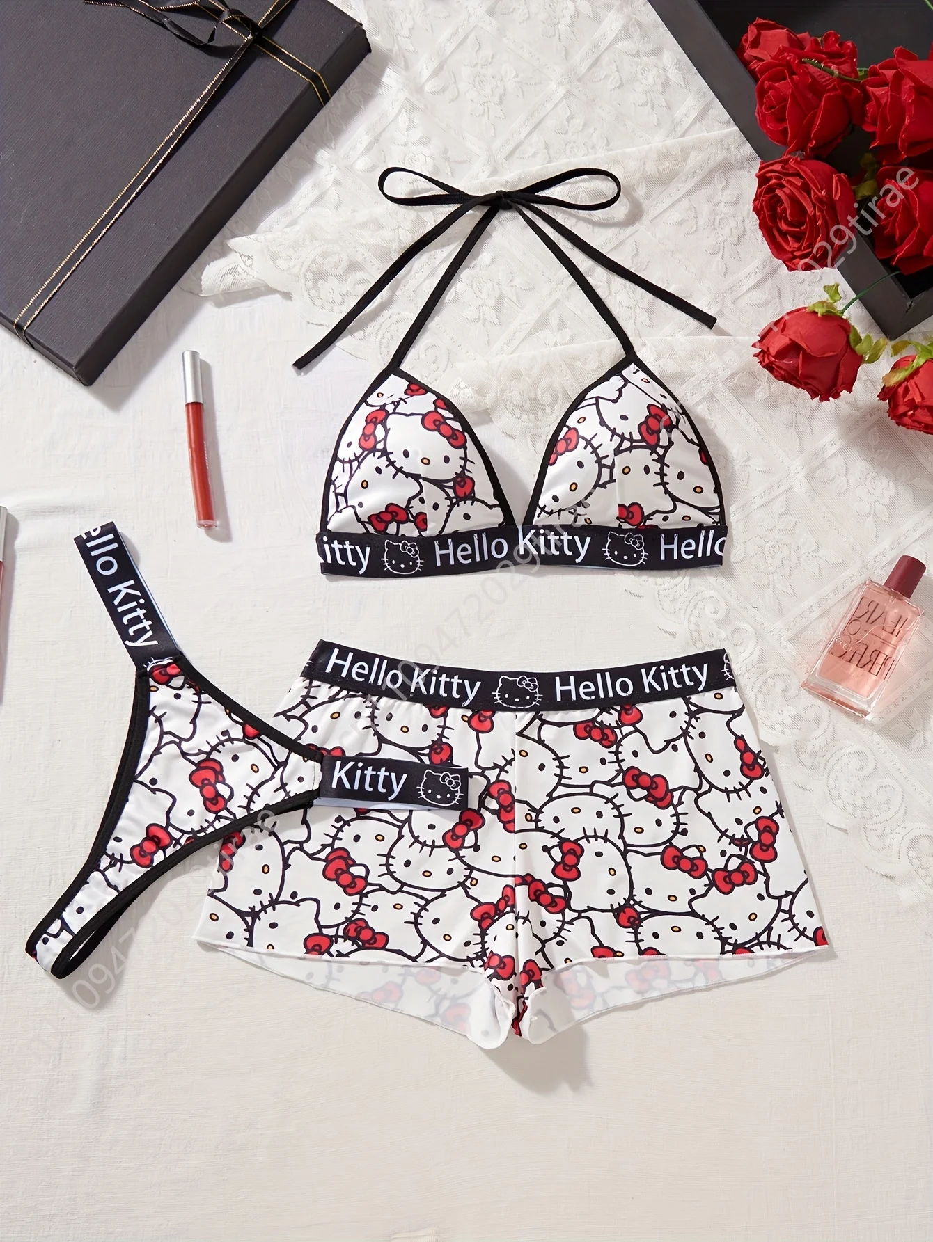 Sanrio 3pcs Set Women'S Cartoon Cute, Halter, Backless And Hollow Out, Sexy Lingerie, Sexy Costume for Women, Lingerie Set, Sexy
Sanrio 3pcs Set Women'S Cartoon Cute, Halter, Backless And Hollow Out, Sexy Lingerie, Sexy Costume for Women, Lingerie Set, Sexy