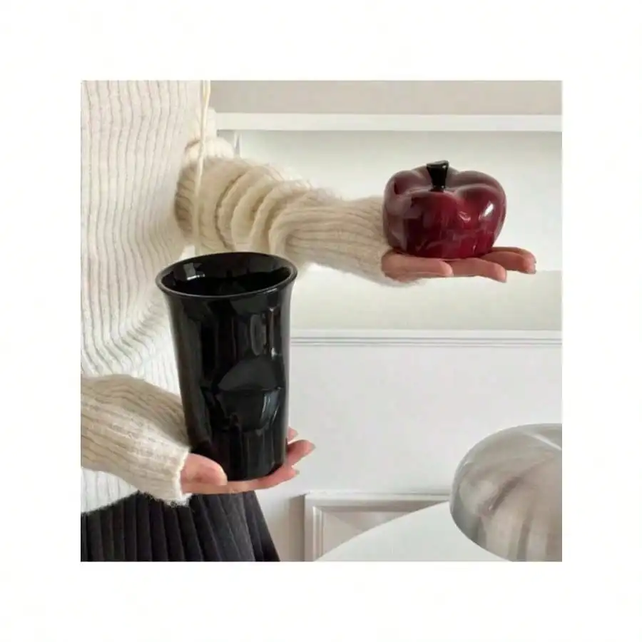 400 мл керамическая чашка с крышкой, ручная роспись, ретро креативная термостойкая чашка в форме яблока, милая керамическая чашка для кофе, молока, подарок на праздник