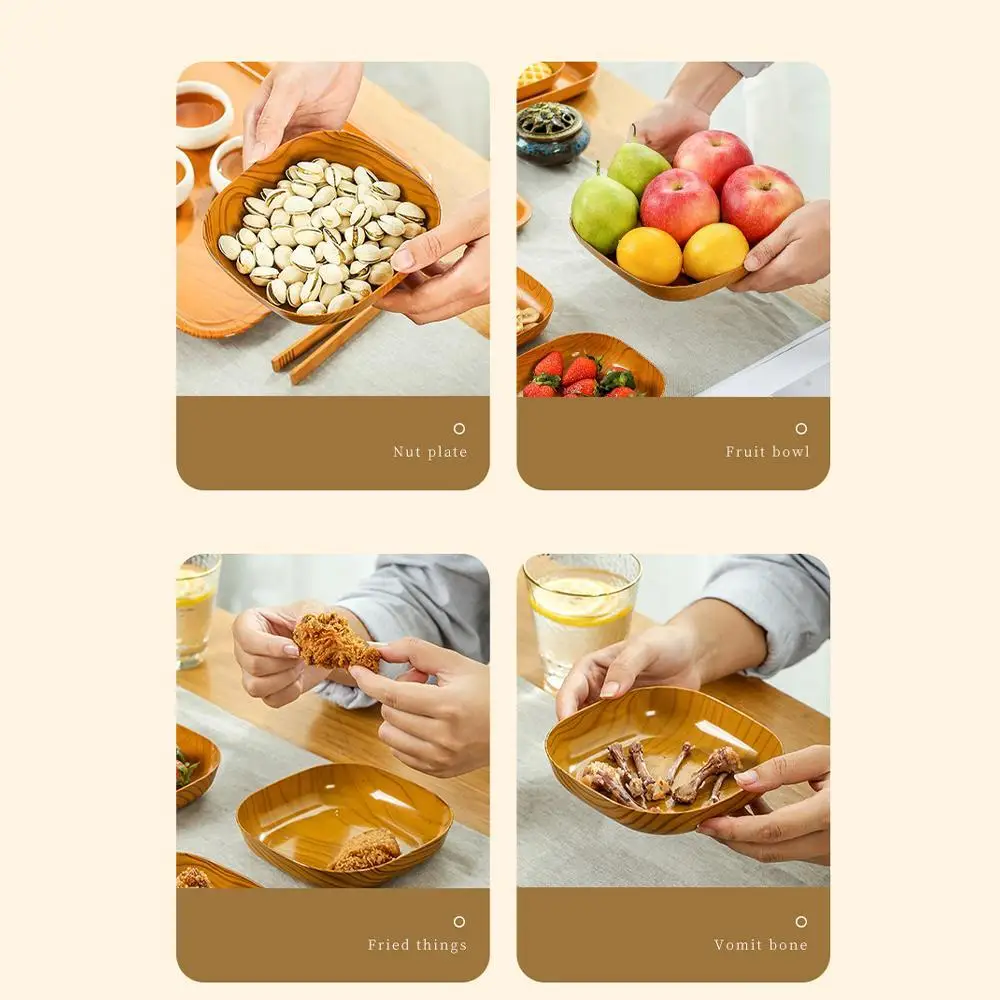 Japanese-style Wood Grain Plastic Dish Fruit Cake Snack Plates Bread Cake Container Snacks Plate Bowl Dish Dinnerware Tray
Japanese-style Wood Grain Plastic Dish Fruit Cake Snack Plates Bread Cake Container Snacks Plate Bowl Dish Dinnerware Tray