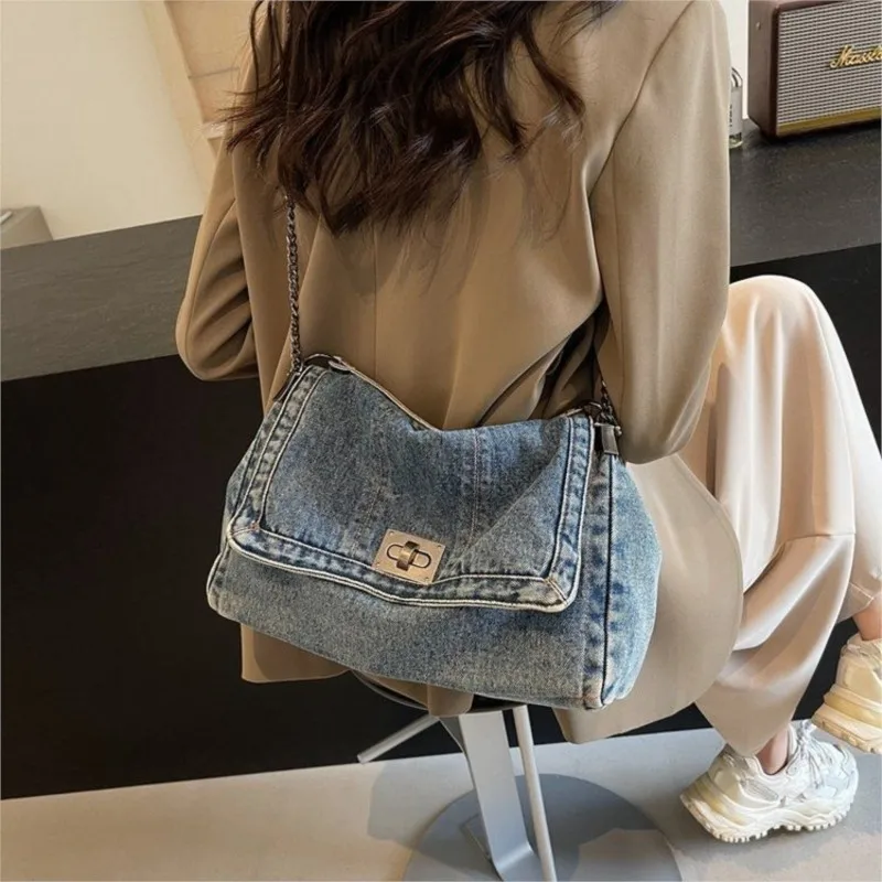 Harajuku Style Vintage Denim Tote Bag Women Casual Commute Large Capacity Shoulder Bag Ladies Versatile Chain Crossbody Bag 2025
Harajuku Style Vintage Denim Tote Bag Women Casual Commute Large Capacity Shoulder Bag Ladies Versatile Chain Crossbody Bag 2025
