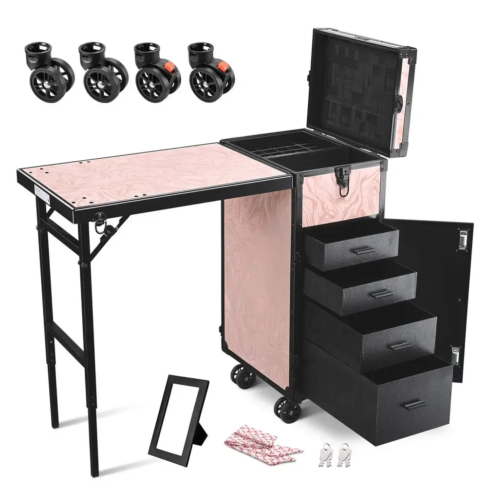 Traveling Nail Tech Case with Rolling Manicure Table Cosmetic Train Case with 4 pcs Replacement Wheels for Makeup Artist Manicu
Traveling Nail Tech Case with Rolling Manicure Table Cosmetic Train Case with 4 pcs Replacement Wheels for Makeup Artist Manicu