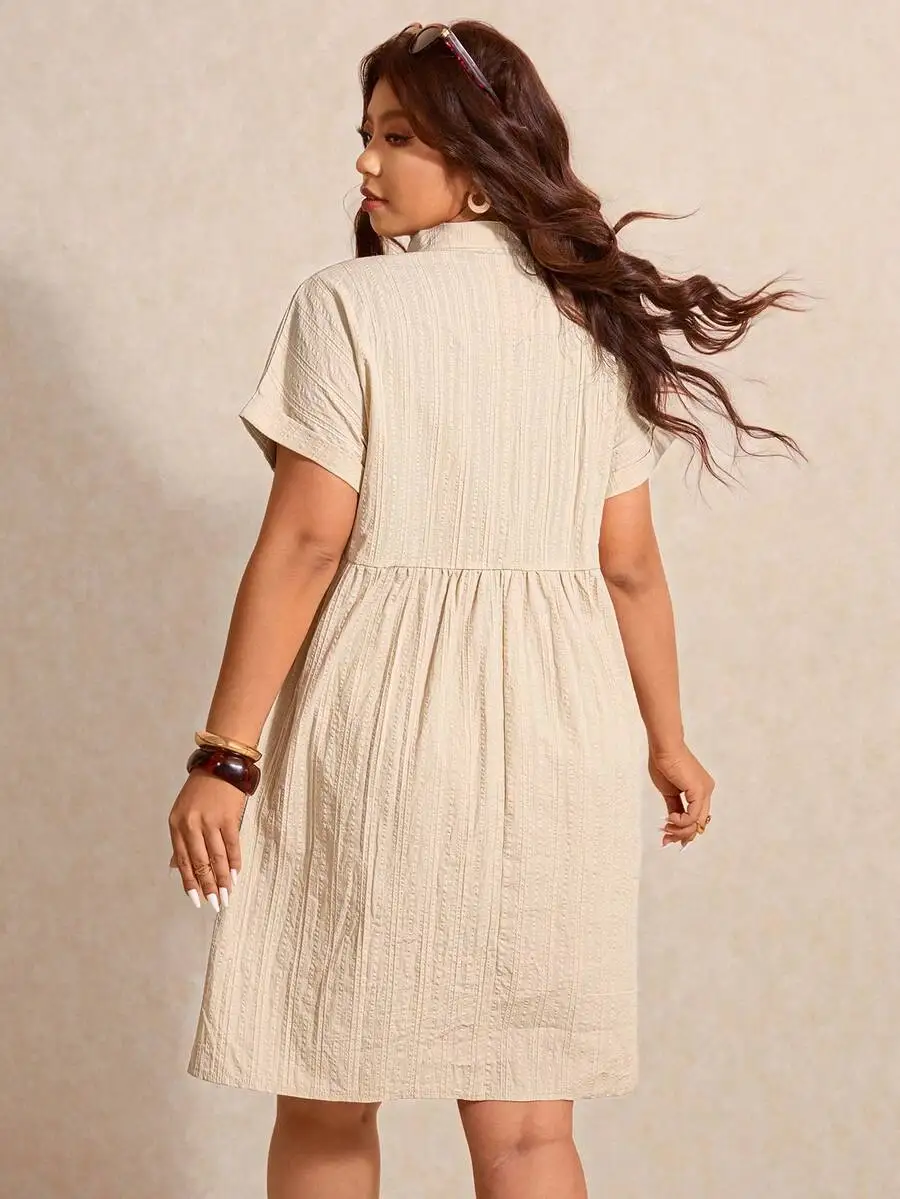 Plus Size Casual Solid Notched Neck Dress Beige Summer Women Linen Blend Midi Dress
Plus Size Casual Solid Notched Neck Dress Beige Summer Women Linen Blend Midi Dress