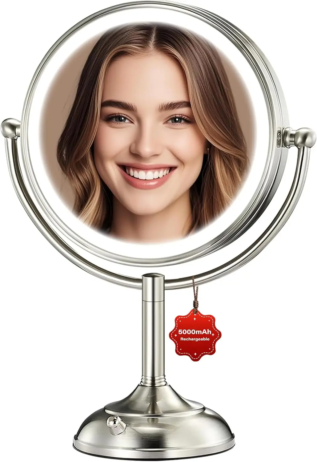 9" Large 5000mAh Rechargeable Lighted Makeup Mirror with HD Magnification, Dimmable Lights, and 360° Swivel
9" Large 5000mAh Rechargeable Lighted Makeup Mirror with HD Magnification, Dimmable Lights, and 360° Swivel