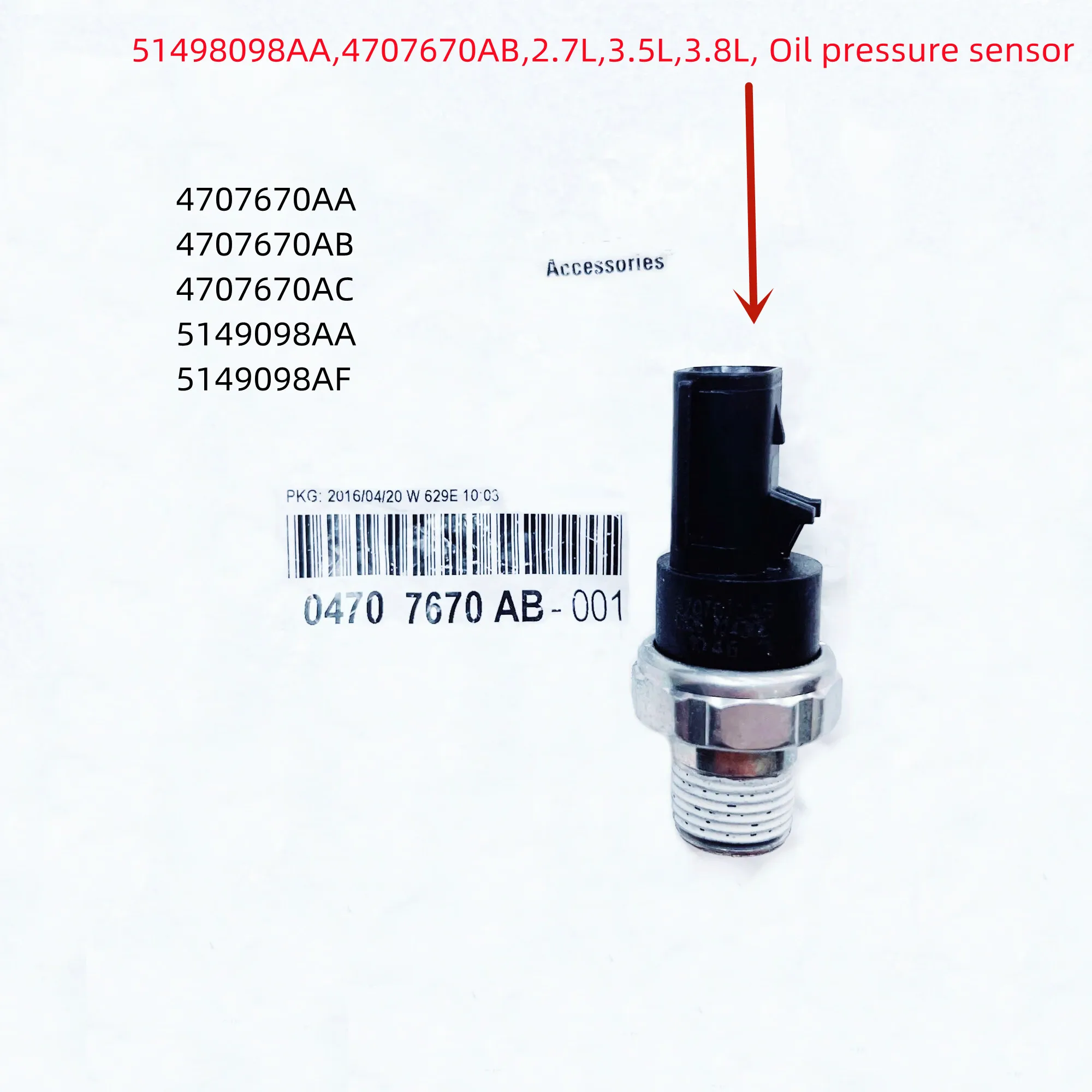 WAP02 Oil Pressure Sensor, 5149098AA, 04707670AB, For: 3.8L, 2.7L, 3.5L,Wrangler JK, Journey, JC,LX300C, urban RV,nitroKA,1997-
WAP02 Oil Pressure Sensor, 5149098AA, 04707670AB, For: 3.8L, 2.7L, 3.5L,Wrangler JK, Journey, JC,LX300C, urban RV,nitroKA,1997-