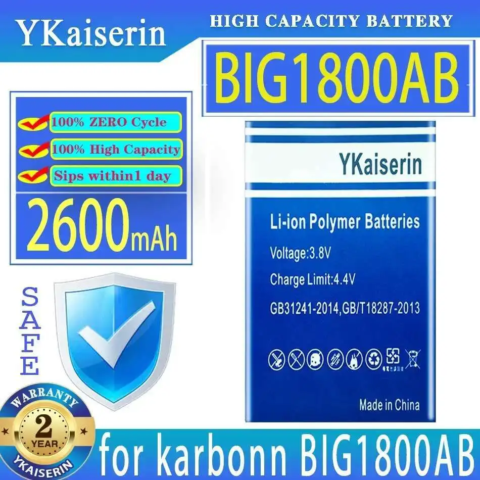 Аккумулятор мобильного телефона 2600 мАч для Karbonn BIG1800AB, надежная замена, долговечная работа
Аккумулятор мобильного телефона 2600 мАч для Karbonn BIG1800AB, надежная замена, долговечная работа