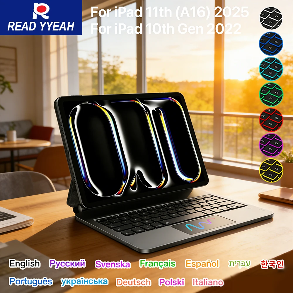 Тонкий чехол-клавиатура Magic Keyboard для iPad 10-го, 11-го поколений, A16 2025, Pro 11, 12.9 Pro, 13, Air 4, 5, 6 с беспроводной автоматической функцией сна/пробуждения
Тонкий чехол-клавиатура Magic Keyboard для iPad 10-го, 11-го поколений, A16 2025, Pro 11, 12.9 Pro, 13, Air 4, 5, 6 с беспроводной автоматической функцией сна/пробуждения