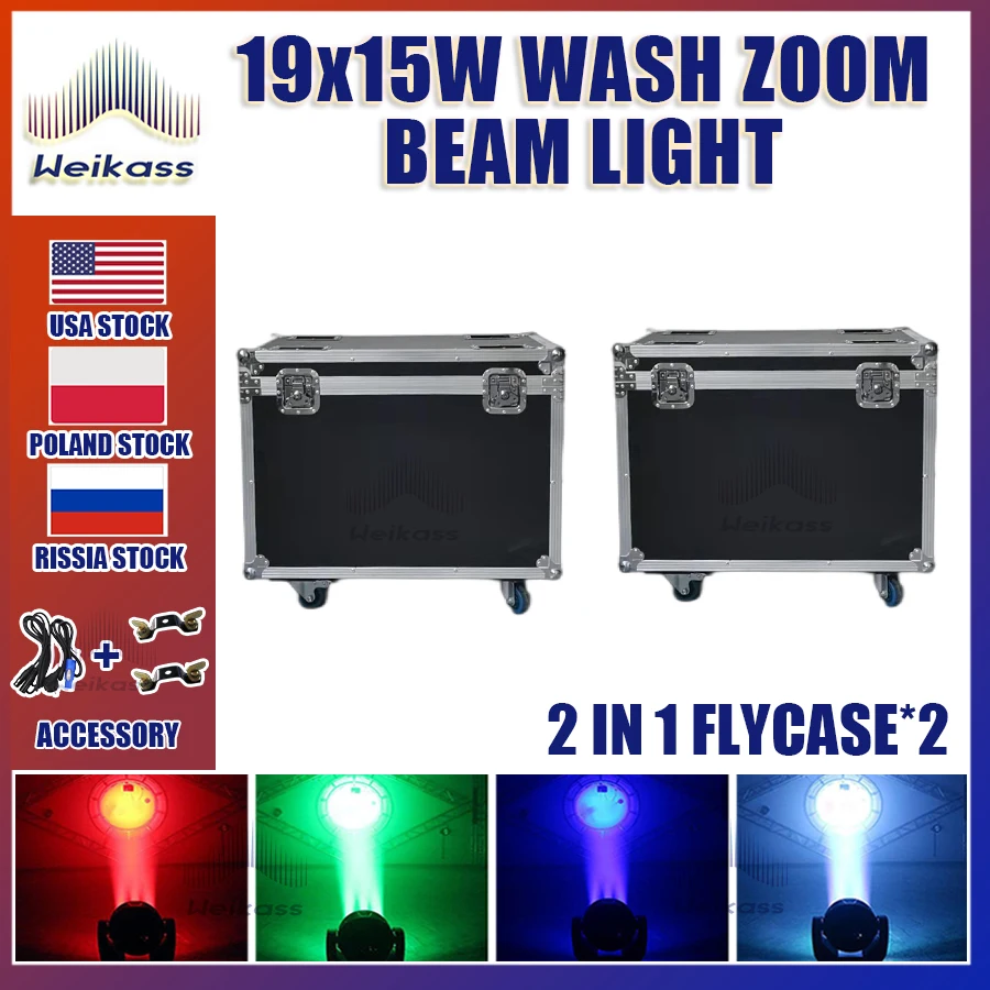 0 Tax 2Pcs Flycases For LED 19x15w Zoom Beam Light RGBW 4in1 Stage Led Wash Zoom Moving Head Light Voice Disco Lights
0 Tax 2Pcs Flycases For LED 19x15w Zoom Beam Light RGBW 4in1 Stage Led Wash Zoom Moving Head Light Voice Disco Lights