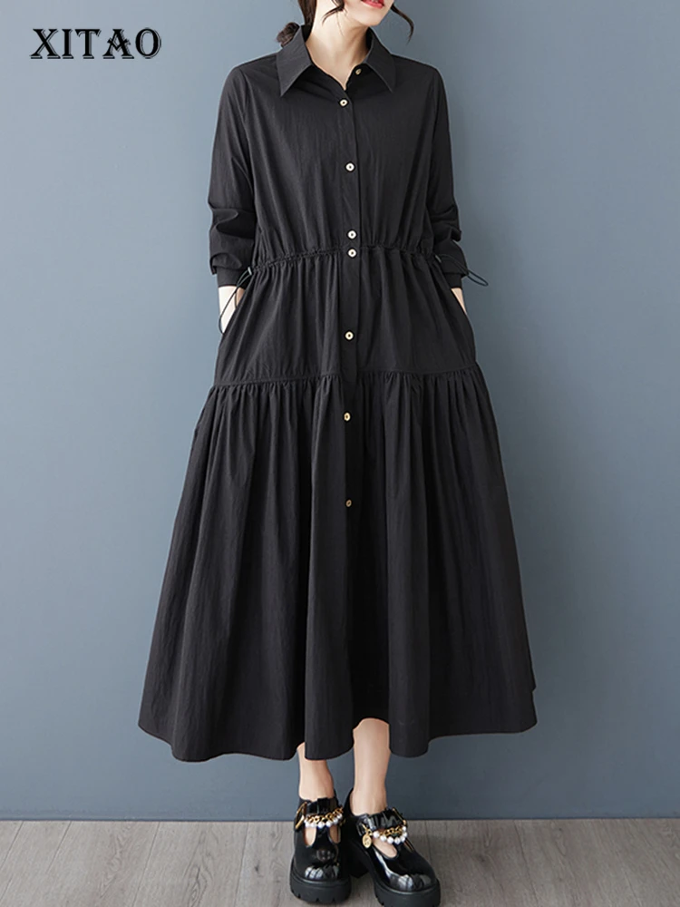 XITAO Single Breasted Pocket Dresses Solid Color Turn-down Collar Patchwork Long Sleeve Loose Slimming Temperament Dress GYX1511
XITAO Single Breasted Pocket Dresses Solid Color Turn-down Collar Patchwork Long Sleeve Loose Slimming Temperament Dress GYX1511