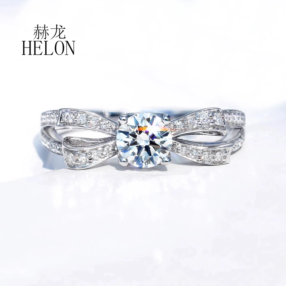HELON Solid 14k AU585 White Gold Bowknot Diamond Ring Setting Custom Round 5.2mm Wedding Engagement Band Without Main Stone
HELON Solid 14k AU585 White Gold Bowknot Diamond Ring Setting Custom Round 5.2mm Wedding Engagement Band Without Main Stone