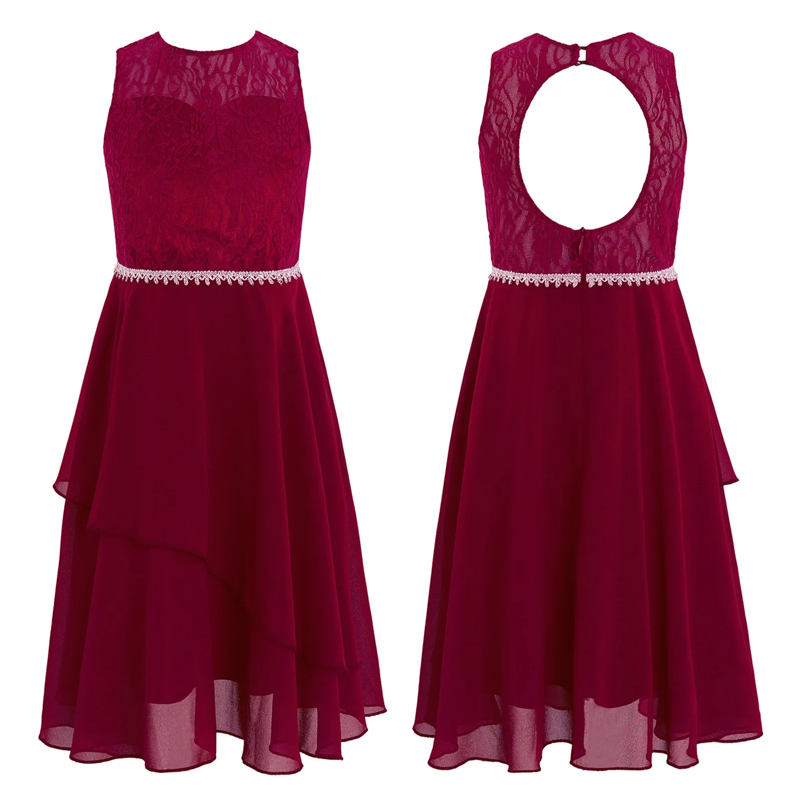 Kids Flower Girls Dress Elegant Lace Princess Dress Sleeveless Backless Chiffon Dress for Birthday Party Wedding Bridesmaid
Kids Flower Girls Dress Elegant Lace Princess Dress Sleeveless Backless Chiffon Dress for Birthday Party Wedding Bridesmaid