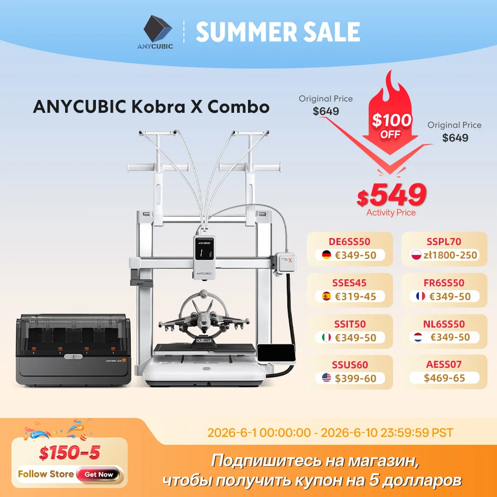 ANYCUBIC Kobra X Combo 2x Time & Material Savings Up To 19 Colors Printing AI Detection 600mm/s Max Print Speed 3D Printer
ANYCUBIC Kobra X Combo 2x Time & Material Savings Up To 19 Colors Printing AI Detection 600mm/s Max Print Speed 3D Printer