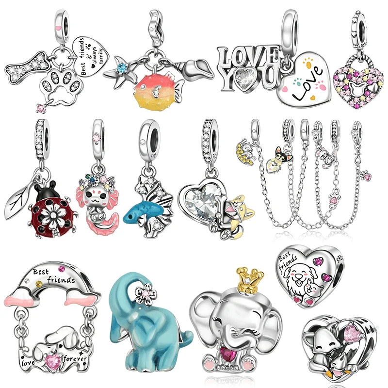 925 Sterling Silver Animal Series Charms Elephant Bead Cats Dogs Paw Print Pendant Fit Original Bracelet Necklace Jewelry Gift
925 Sterling Silver Animal Series Charms Elephant Bead Cats Dogs Paw Print Pendant Fit Original Bracelet Necklace Jewelry Gift