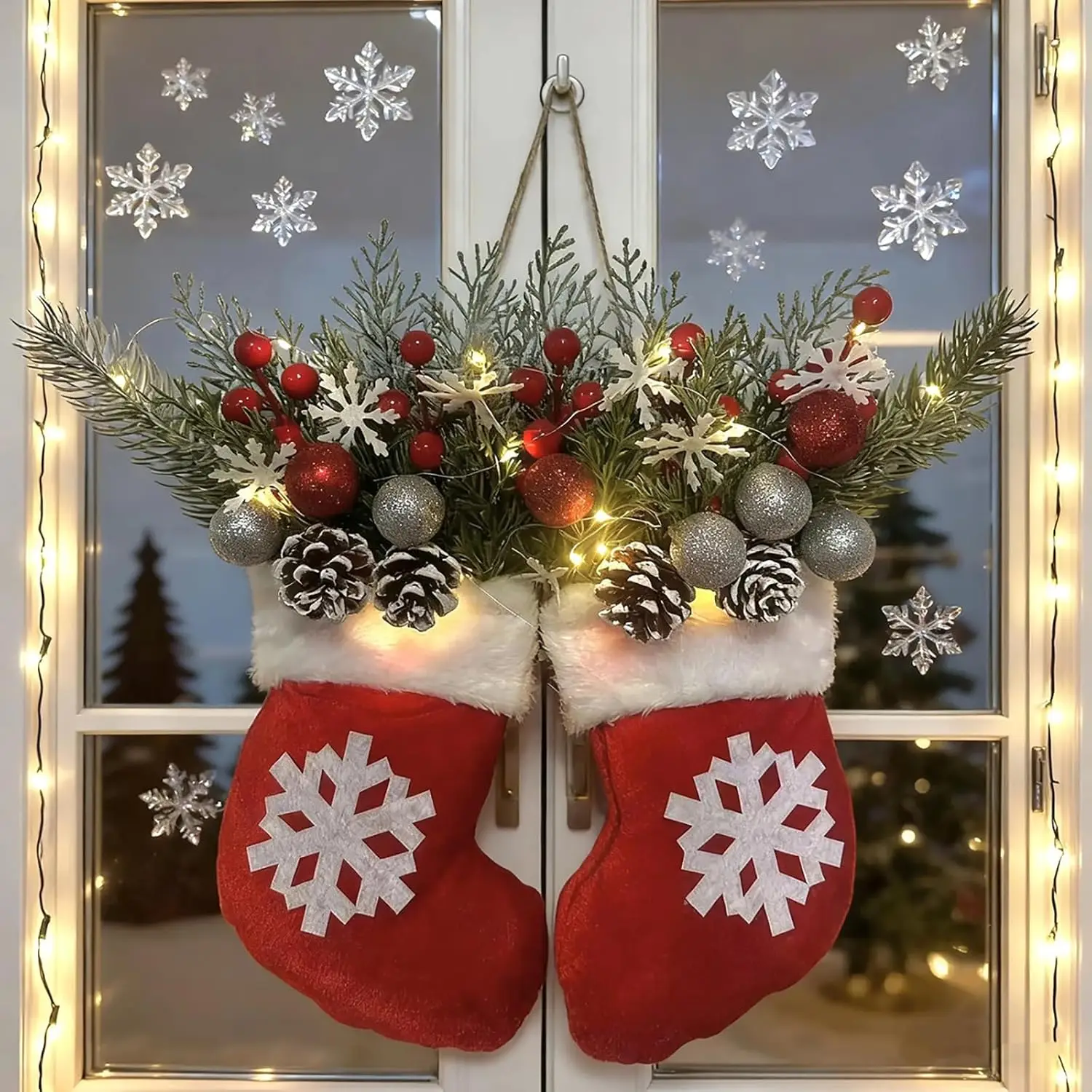 35x40cm LED Light Up Christmas Wreath Blinking Red Snow Mitten Front Door Holiday Decor
35x40cm LED Light Up Christmas Wreath Blinking Red Snow Mitten Front Door Holiday Decor