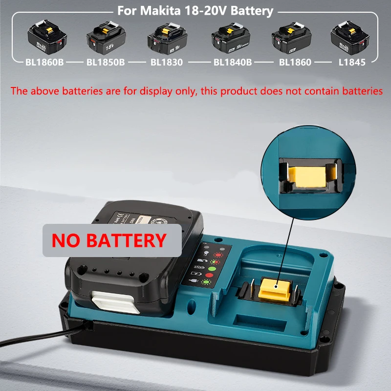 NEW Portable Dual Ports Charger For Makita 18V-20V Lithium Battery Rechargeable BL1815 BL1820 BL1830 BL1850 Fast Charger EU Plug
NEW Portable Dual Ports Charger For Makita 18V-20V Lithium Battery Rechargeable BL1815 BL1820 BL1830 BL1850 Fast Charger EU Plug