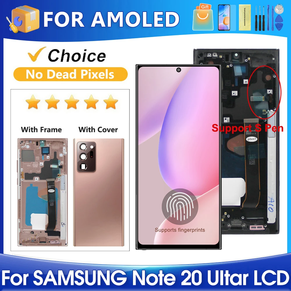 For Samsung Note 20 Ultra For AMOLED Note20U N985 N985F N985U LCD Display Touch Screen Digitizer Assembly Replacement