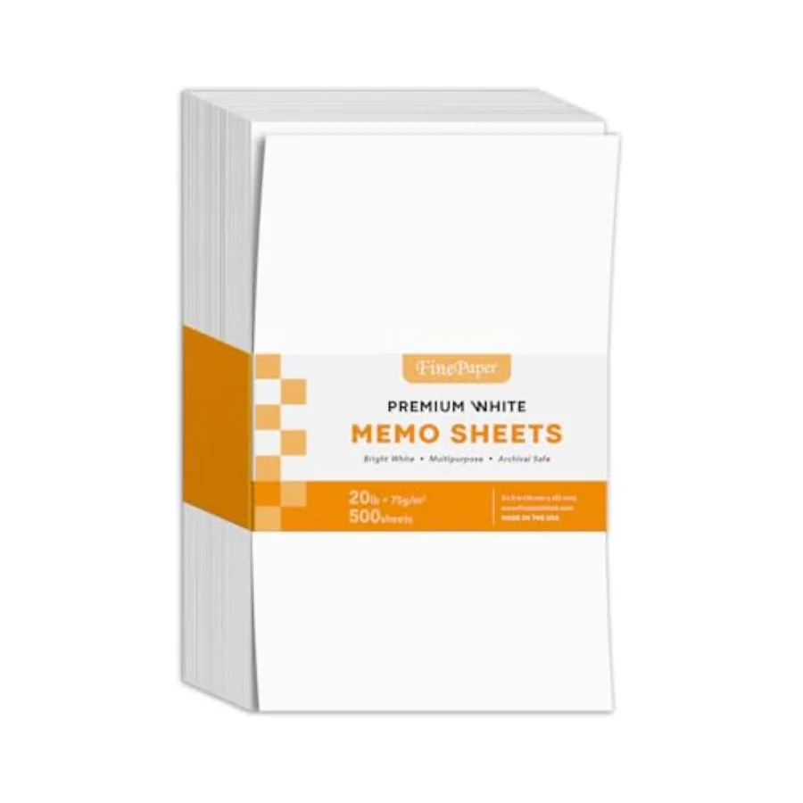 White Memo Sheets, 20lb Paper, 00 Sheets Per Pack
White Memo Sheets, 20lb Paper, 00 Sheets Per Pack