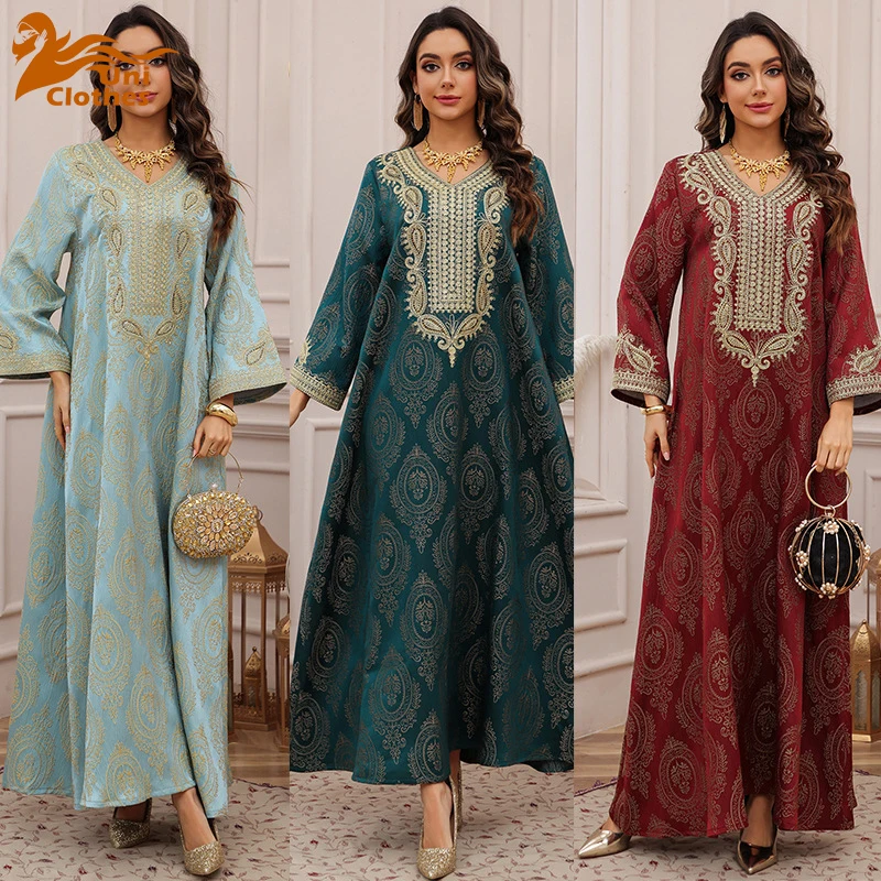 UNI Muslim Ramadan Eid Jacquard Embroidered Abaya Casual Abaya For Women Jalabiyat Long Sleeve Evening Gown Morocco Kaftan
UNI Muslim Ramadan Eid Jacquard Embroidered Abaya Casual Abaya For Women Jalabiyat Long Sleeve Evening Gown Morocco Kaftan