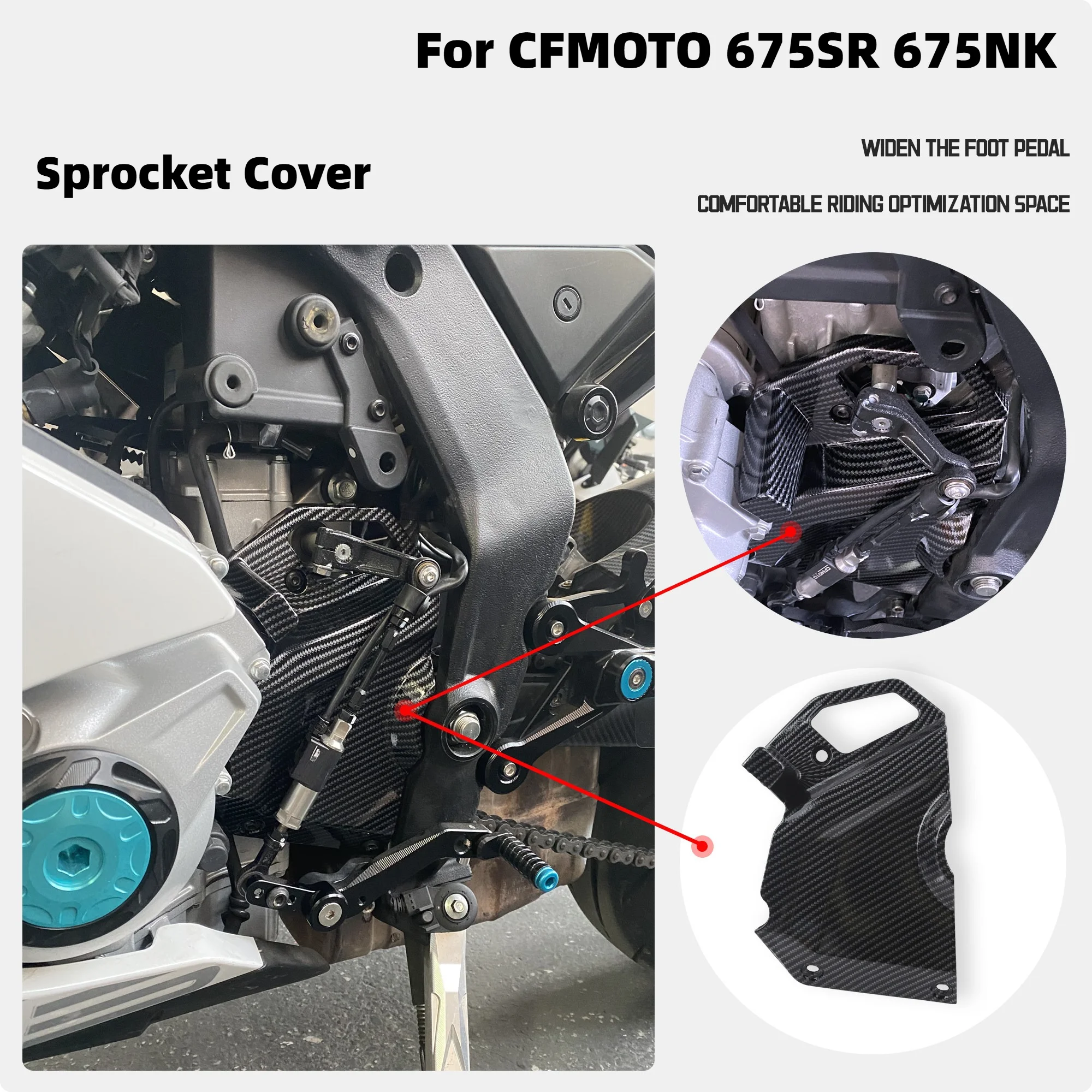 For CFMOTO 675SR 675NK Small Sprocket Cover Chain Guard Decorative Cover Sprocket Modified Parts
For CFMOTO 675SR 675NK Small Sprocket Cover Chain Guard Decorative Cover Sprocket Modified Parts
