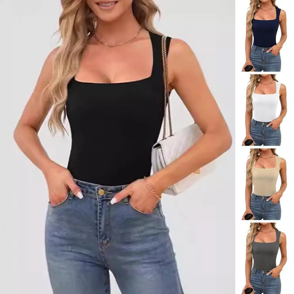 Wide Shoulder Straps Slim Fit Solid Color Women Top Ribbed Camisole for Women Square Collar Tank Top Slim Fit Ribbed Camisole
Wide Shoulder Straps Slim Fit Solid Color Women Top Ribbed Camisole for Women Square Collar Tank Top Slim Fit Ribbed Camisole