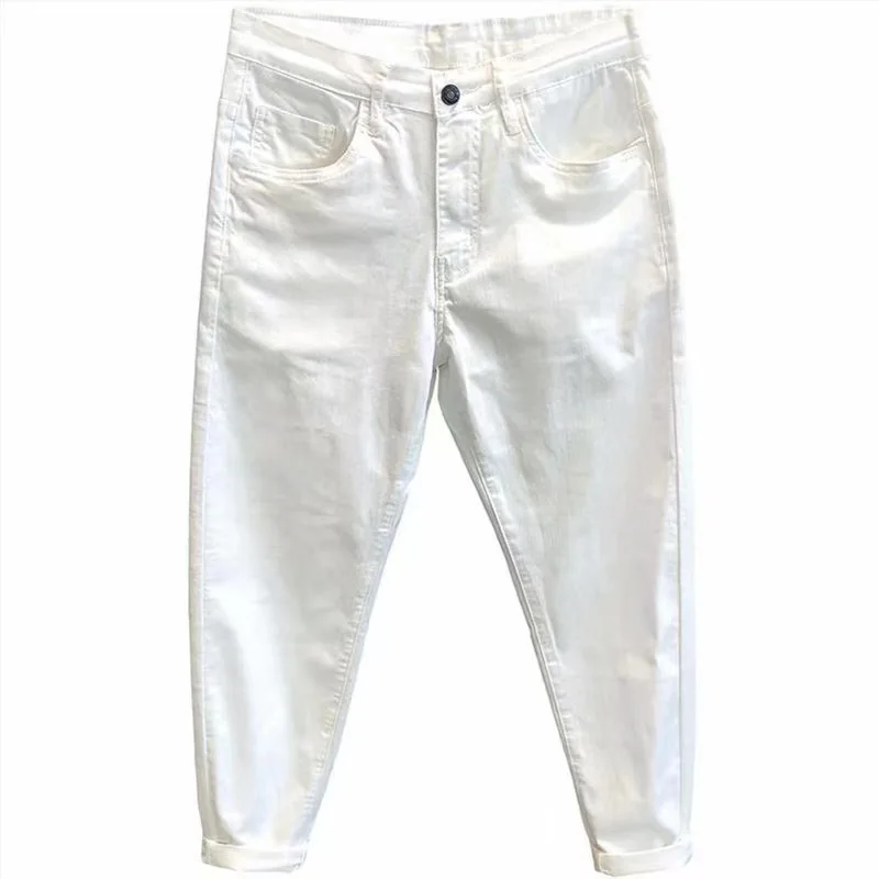 Белые облегающие джинсы, мужские летние тонкие девять очков, повседневные эластичные брюки в Корейском стиле, маленькие размеры, хлопковые брюки с низкой талией на молнии
Белые облегающие джинсы, мужские летние тонкие девять очков, повседневные эластичные брюки в Корейском стиле, маленькие размеры, хлопковые брюки с низкой талией на молнии