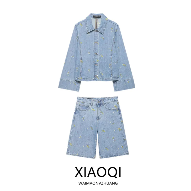 Spring 2026 New Women's Embroidered Flower Denim Jacket Shorts Set Fashionable Casual Outfit Elegant Lady's Ensemble
Spring 2026 New Women's Embroidered Flower Denim Jacket Shorts Set Fashionable Casual Outfit Elegant Lady's Ensemble