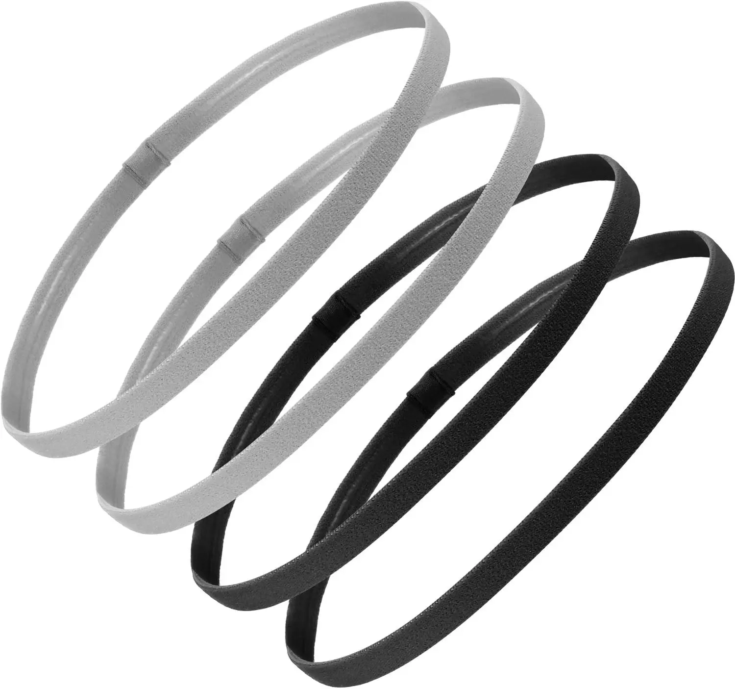 4 Pack Non-Slip Elastic Sport Headbands for Men Women - Black Gray Thick Hair Bands
4 Pack Non-Slip Elastic Sport Headbands for Men Women - Black Gray Thick Hair Bands