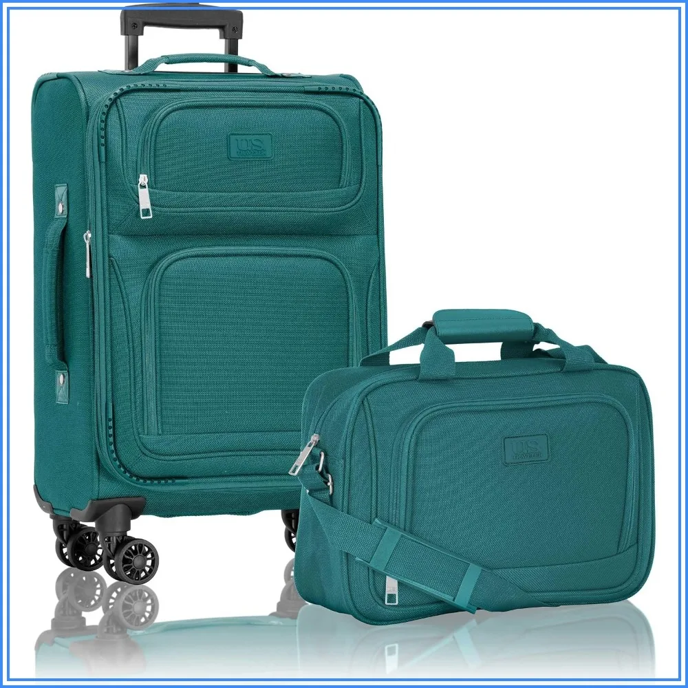 Lightweight Softside Carry-on Luggage Set, 4-Wheel Spinner, Teal, Expandable
Lightweight Softside Carry-on Luggage Set, 4-Wheel Spinner, Teal, Expandable