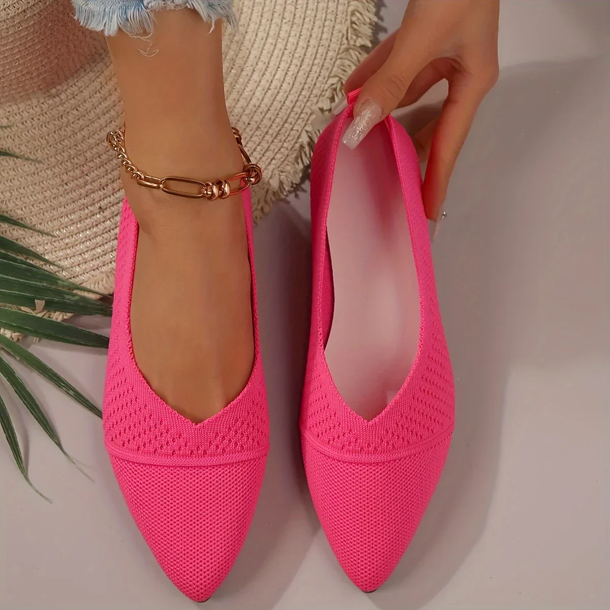 Women's Pointed Toe Flat Shoes Solid Color Knitted Slip on Ladies Shoes Casual Breathable Ballet Women Flat Shoes Loafers Women
Women's Pointed Toe Flat Shoes Solid Color Knitted Slip on Ladies Shoes Casual Breathable Ballet Women Flat Shoes Loafers Women