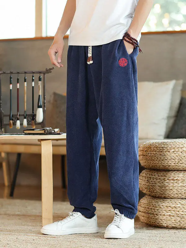 Retro Corduroy Embroidered Men's Trousers Loose Harlan Pants Long Trousers Autumn Spring plus Size Elastic Waisand
Retro Corduroy Embroidered Men's Trousers Loose Harlan Pants Long Trousers Autumn Spring plus Size Elastic Waisand