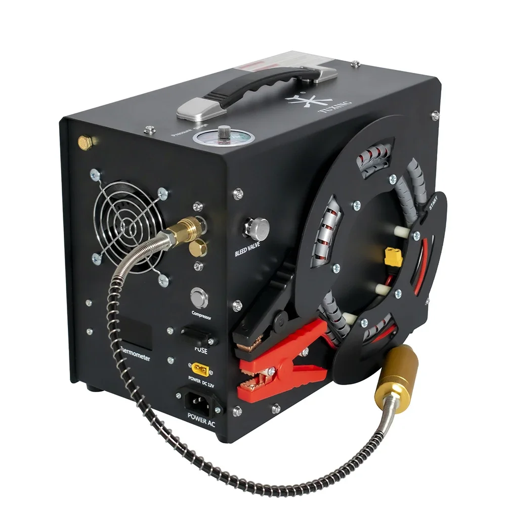 Supplier Mini 12V 4500psi 300bar Spool Design DC Power Adapter Fan Cooling Auto Stop Hunting Portable Air Compressor
Supplier Mini 12V 4500psi 300bar Spool Design DC Power Adapter Fan Cooling Auto Stop Hunting Portable Air Compressor