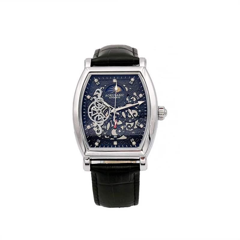 Men's tonneau automatic mechanical watch luminous hollow second hand 30m waterproof genuine leather strap 40mm large dial watch
Men's tonneau automatic mechanical watch luminous hollow second hand 30m waterproof genuine leather strap 40mm large dial watch