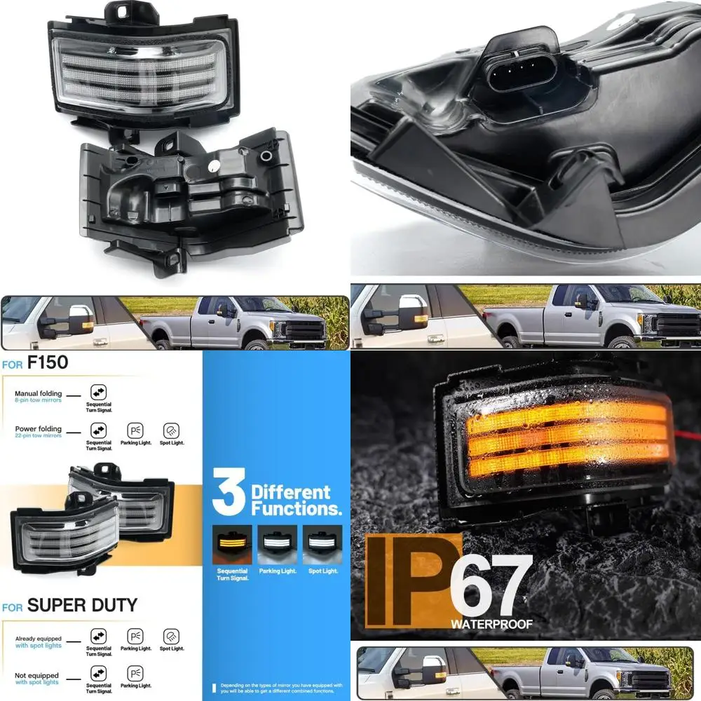 Янтарный поворотник и белые светодиодные фонари бокового зеркала для Ford F-150 2015-2023, F-Series Super Duty 2017-2023 гг.
Янтарный поворотник и белые светодиодные фонари бокового зеркала для Ford F-150 2015-2023, F-Series Super Duty 2017-2023 гг.