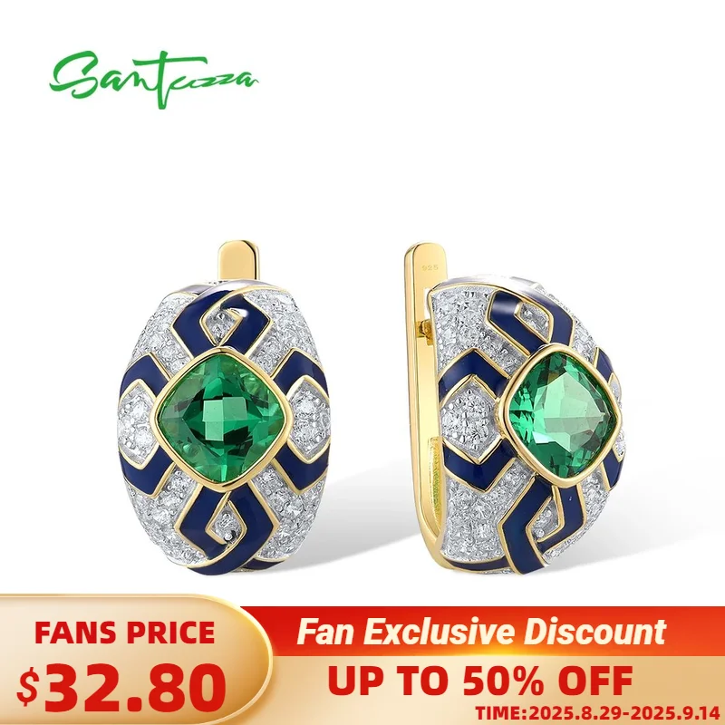 SANTUZZA Authentic 925 Sterling Silver Earrings For Woman Sparkling Green Spinel Enamel Grand Solitaire Party Gifts Fine Jewelry
SANTUZZA Authentic 925 Sterling Silver Earrings For Woman Sparkling Green Spinel Enamel Grand Solitaire Party Gifts Fine Jewelry