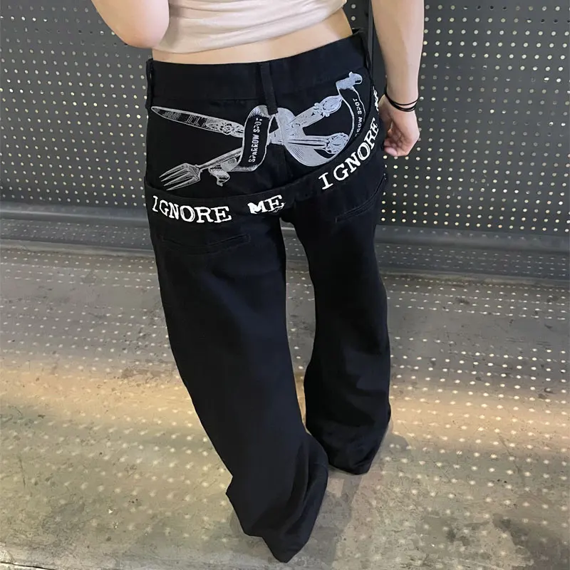 Women's Clothing Dark Style Print Wide Leg Trousers High Waist Rivet Denim Pants American Retro Loose Casual Streetwear Jeans
Women's Clothing Dark Style Print Wide Leg Trousers High Waist Rivet Denim Pants American Retro Loose Casual Streetwear Jeans