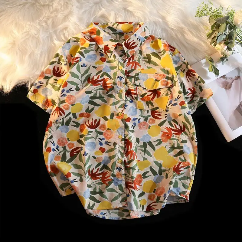 Summer Vintage Floral Print Short Sleeve Loose Shirt Hawaii Design Commute Style Women's Premium Fashion Polyester Fiber
Summer Vintage Floral Print Short Sleeve Loose Shirt Hawaii Design Commute Style Women's Premium Fashion Polyester Fiber