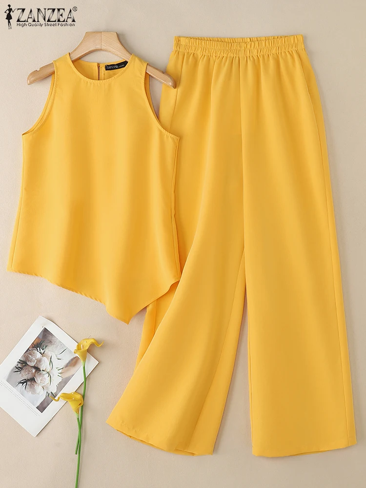 ZANZEA Wide Leg Pants Asymmetrical Hem Tank Tops 2pcs Outfits Women Streetwear Elegant Solid 2 Pieces Sets Fashion Pant Sets
ZANZEA Wide Leg Pants Asymmetrical Hem Tank Tops 2pcs Outfits Women Streetwear Elegant Solid 2 Pieces Sets Fashion Pant Sets