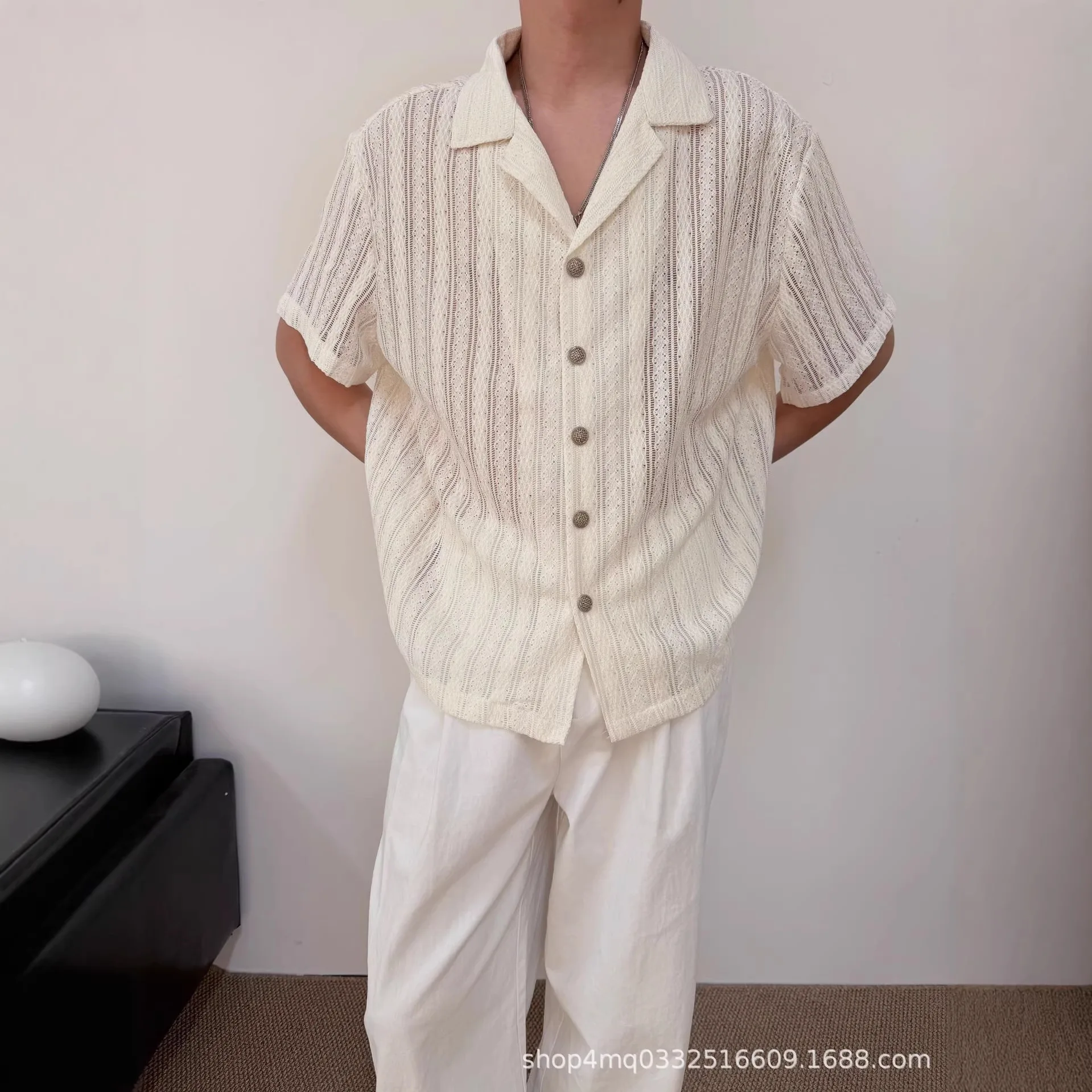 Men's Color-coded Striped Casual Trendy Loose Simple Basic Daily Loose Turn-down Collar Short Sleeve Hollow Out Shirts Male Tops
Men's Color-coded Striped Casual Trendy Loose Simple Basic Daily Loose Turn-down Collar Short Sleeve Hollow Out Shirts Male Tops