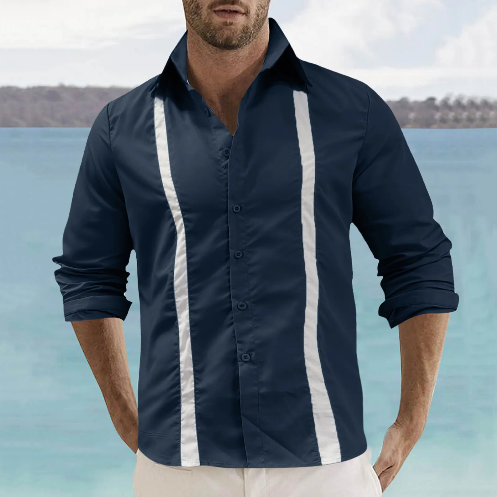 Autumn Patchwork Shirt Mens Turn Down Collar Button Shirt Blouse Long Sleeve Cotton Cardigan Male Business Stand Collar Blusa
Autumn Patchwork Shirt Mens Turn Down Collar Button Shirt Blouse Long Sleeve Cotton Cardigan Male Business Stand Collar Blusa