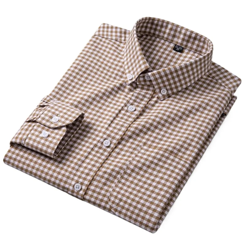 New in shirt 100%cotton oxford plaid long sleeve shirts for man slim fit formal plain shirt soft striped casual elegant clothes
New in shirt 100%cotton oxford plaid long sleeve shirts for man slim fit formal plain shirt soft striped casual elegant clothes