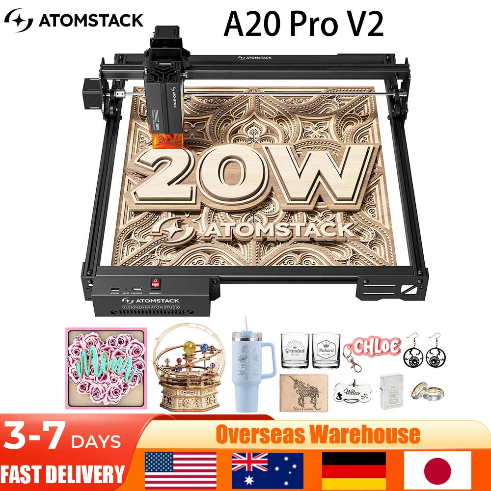 Atomstack A20 Pro V2 Laser Engraver machine Machine 20W Quad-Laser Cutter Metal Arcylic Wood Glass 400*365mm C4 Pro A5 V2
Atomstack A20 Pro V2 Laser Engraver machine Machine 20W Quad-Laser Cutter Metal Arcylic Wood Glass 400*365mm C4 Pro A5 V2